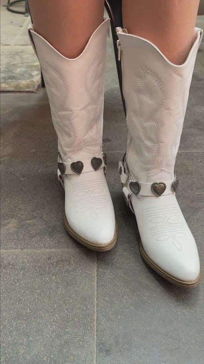 Bota Vaquera Mediana Mujer 96395 Alondra Piel Blanca
