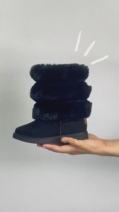 Bota Mediana Niña 7621 Negro con Peluche