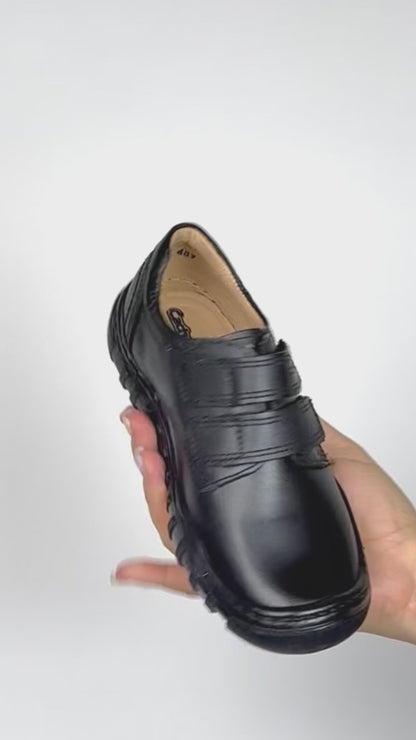 Zapato Escolar Niño 5825 Piel Negro Doble Velcro