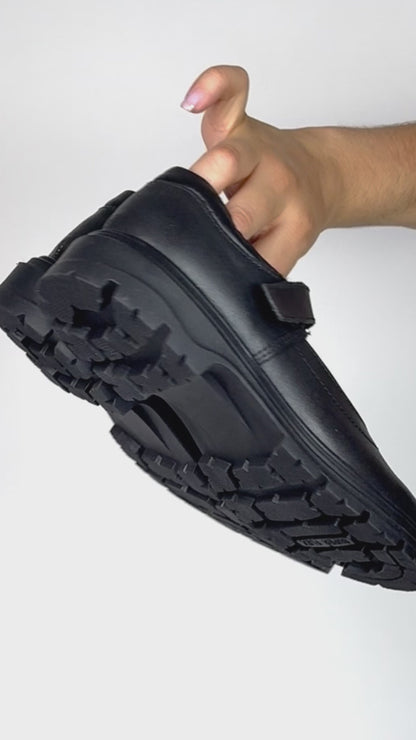 Zapato Escolar Niña 9130 Piel Negra Velcro