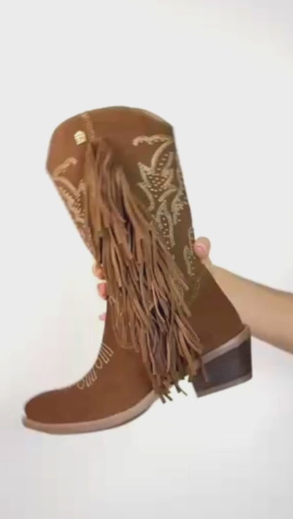 Bota Vaquera Mediana Mujer 96411 Davina Gamuza Café