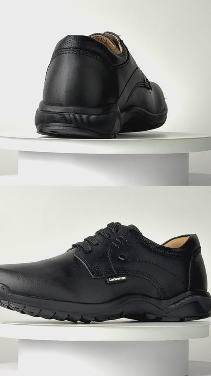 Zapato Escolar Niño 5030 Piel Negra Agujetas