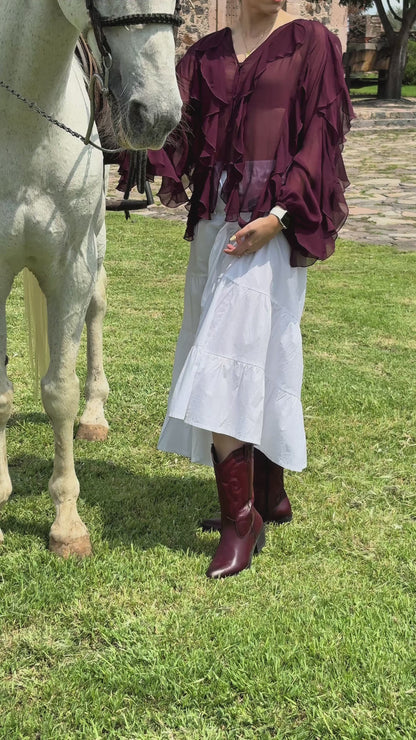 Bota Vaquera Mediana Mujer 96393 Davina Piel Vino