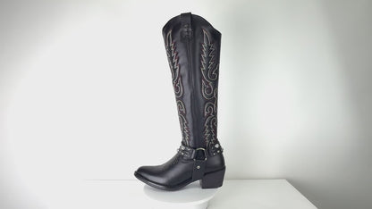 Video 360 bota vaquera alta mujer 96532 Davina piel negro