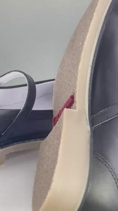Zapato Escolar Niña 9346 Piel Negro con Suela Goma y Hebilla