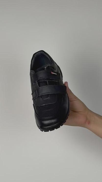Zapato Escolar Niño 50070 Piel Negro Doble Velcro