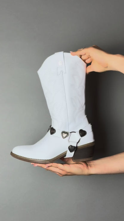 Bota Vaquera Mediana Mujer 96395 Alondra Piel Blanca