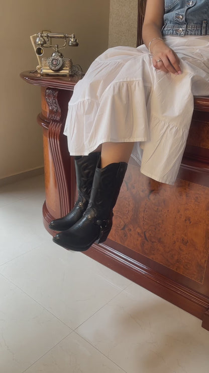 Bota Vaquera Mediana Mujer 96401 Davina Piel Negro