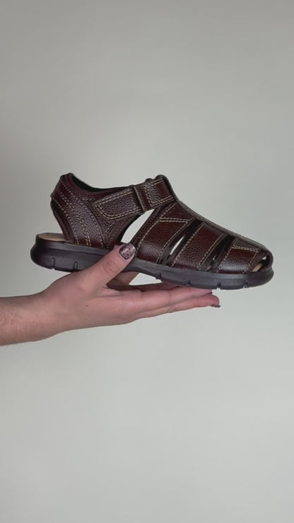 Sandalia Hombre 2585 Piel Café con Velcro