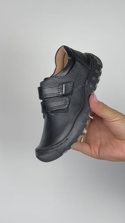Zapato Escolar Niño 5826 Piel Negra doble Velcro