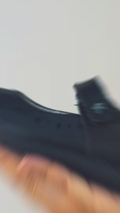 Zapato Escolar Niña 9131 Piel Negra Velcro con Estrellas