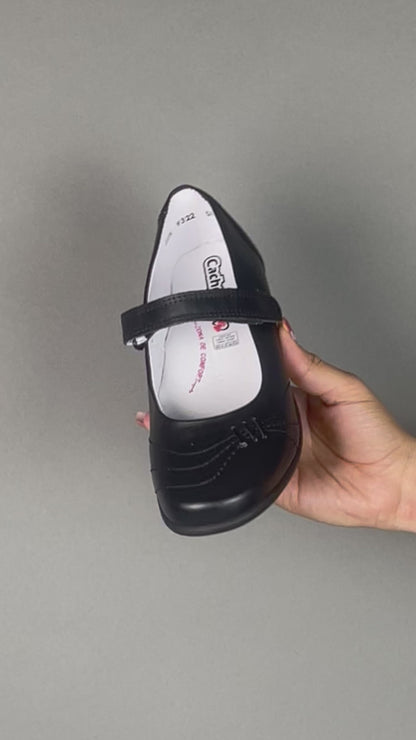 Calzado Escolar Niña 9778 Piel Negro con Velcro