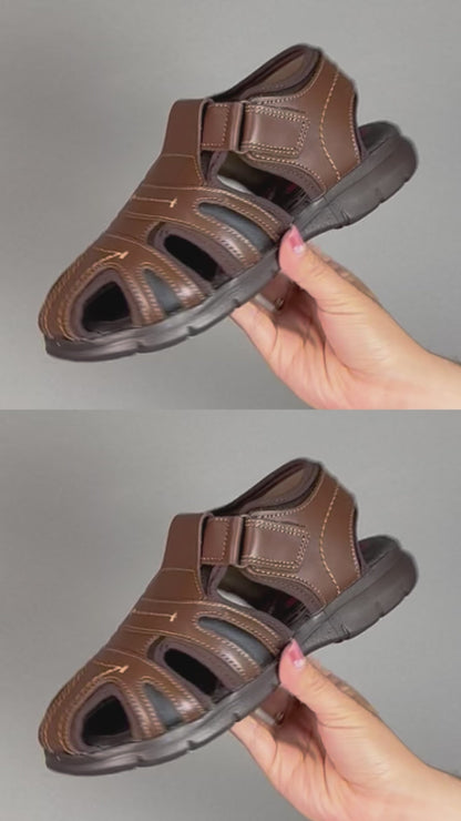 Sandalia Hombre 2880 Piel Café con Velcro