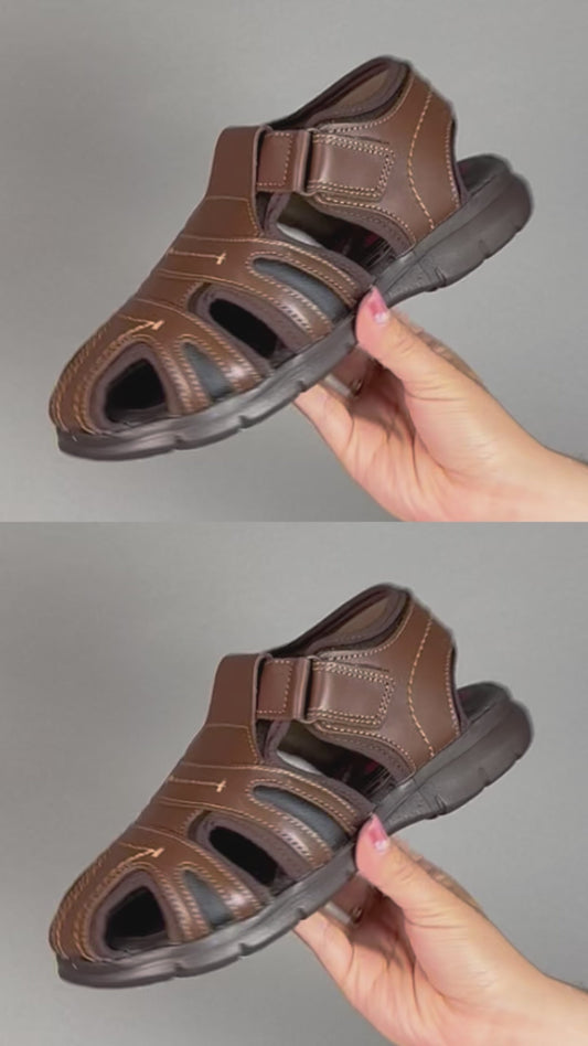 Sandalia Hombre 2880 Piel Café con Velcro
