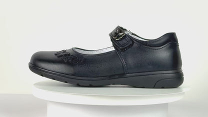 Zapato Escolar Niña 9134 Piel Negra Velcro