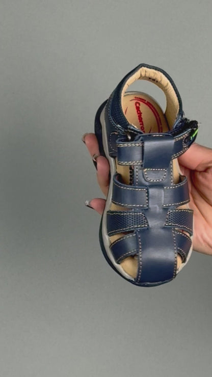 Sandalia Niño 2826 Piel Azul con Velcro
