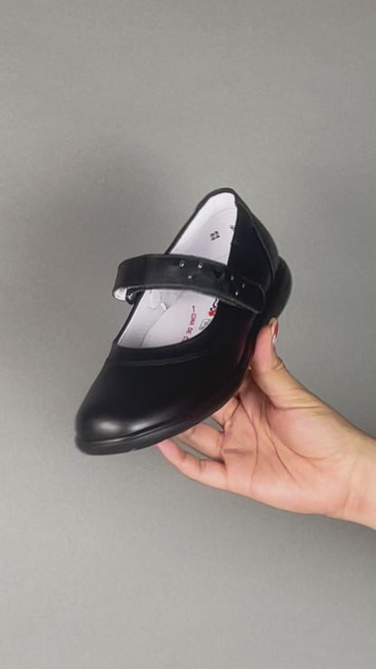 Calzado Escolar Niña 9254 Piel Negro con Velcro