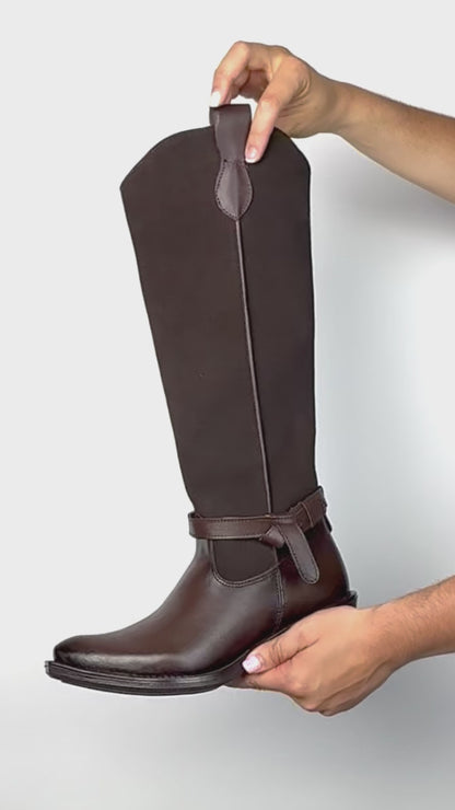 Bota Vaquera Alta Mujer 96506 Piel Davina Madera