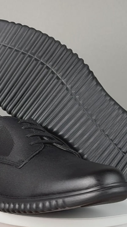 Zapato Escolar 5576 Piel Negro con Cintas