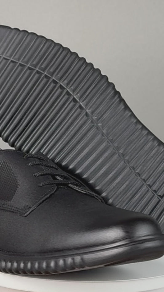 Zapato Escolar 5576 Piel Negro con Cintas