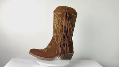 Bota Vaquera Mediana Mujer 96411 Davina Gamuza Café