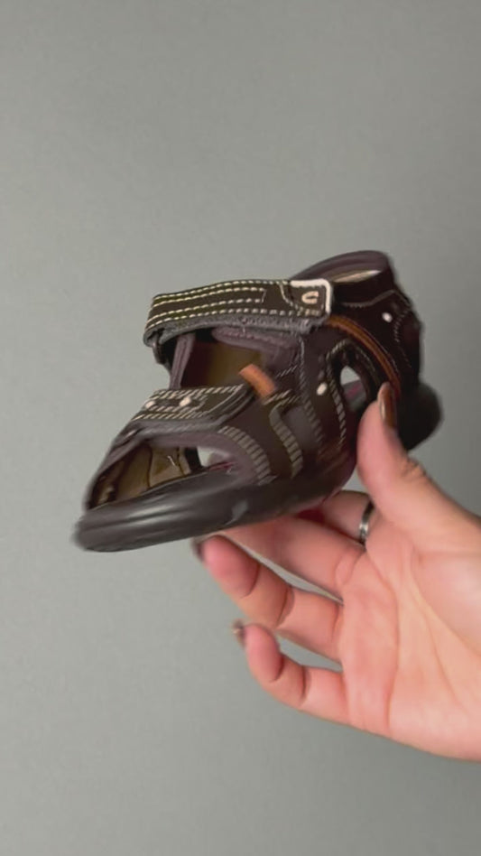 Sandalia Niño 2570 Piel Café Doble Velcro