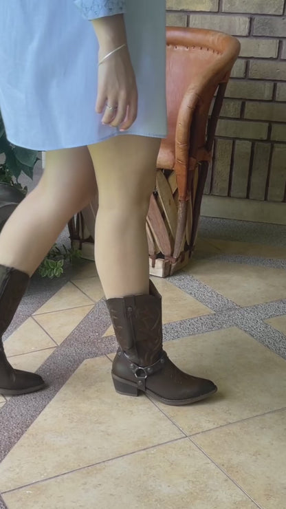 Bota Vaquera Mediana Mujer 96390 Piel Davina Café Oscuro