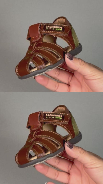 Sandalia Niño 2823 Piel Shedrón con Velcro