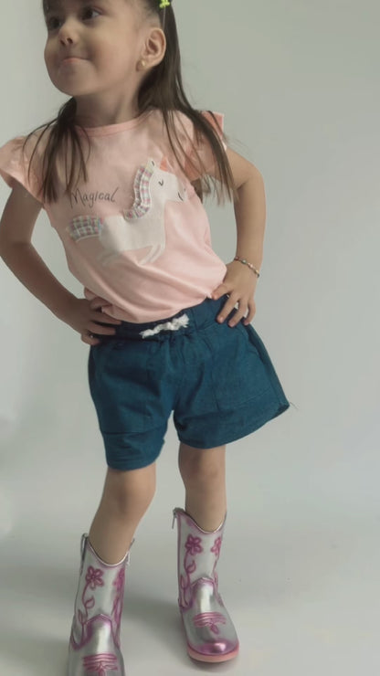 Botín Vaquero Niña 74020 Metal Plata Pink