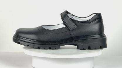 Zapato Escolar Niña 9130 Piel Negra Velcro