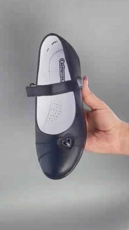 Zapato Escolar Niña 3821 Piel Negra con Velcro