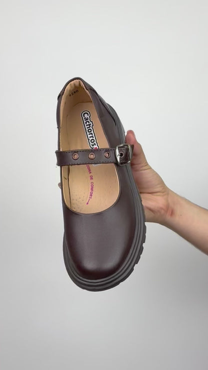 Zapato Escolar Niña 9260 Piel Café