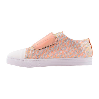 Tenis Niña 342 Rosa Flor Bordadas Brillos y Velcro