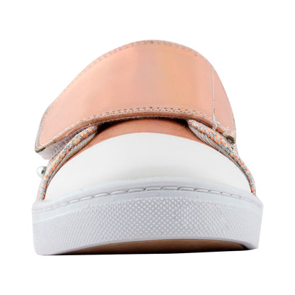 Tenis Niña 342 Rosa Flor Bordadas Brillos y Velcro