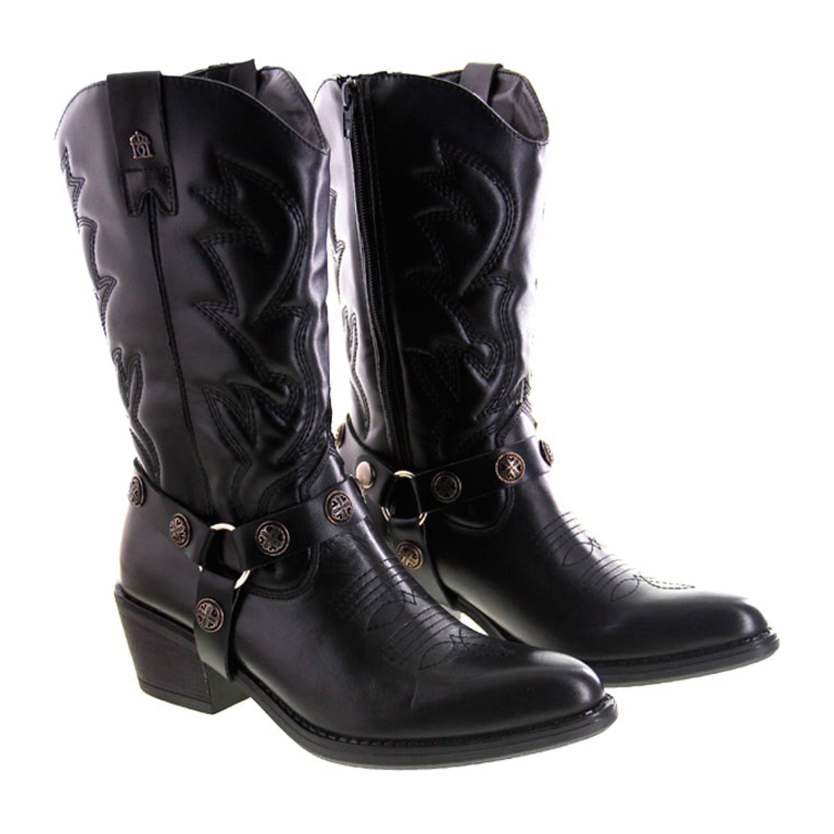 Bota Vaquera Mediana Mujer 96401 Davina Piel Negro