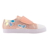 Tenis niña 342 rosa flor bordadas brillos y velcro