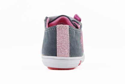 Tenis Niña 305 Azul Velcro con Corazón y Flor